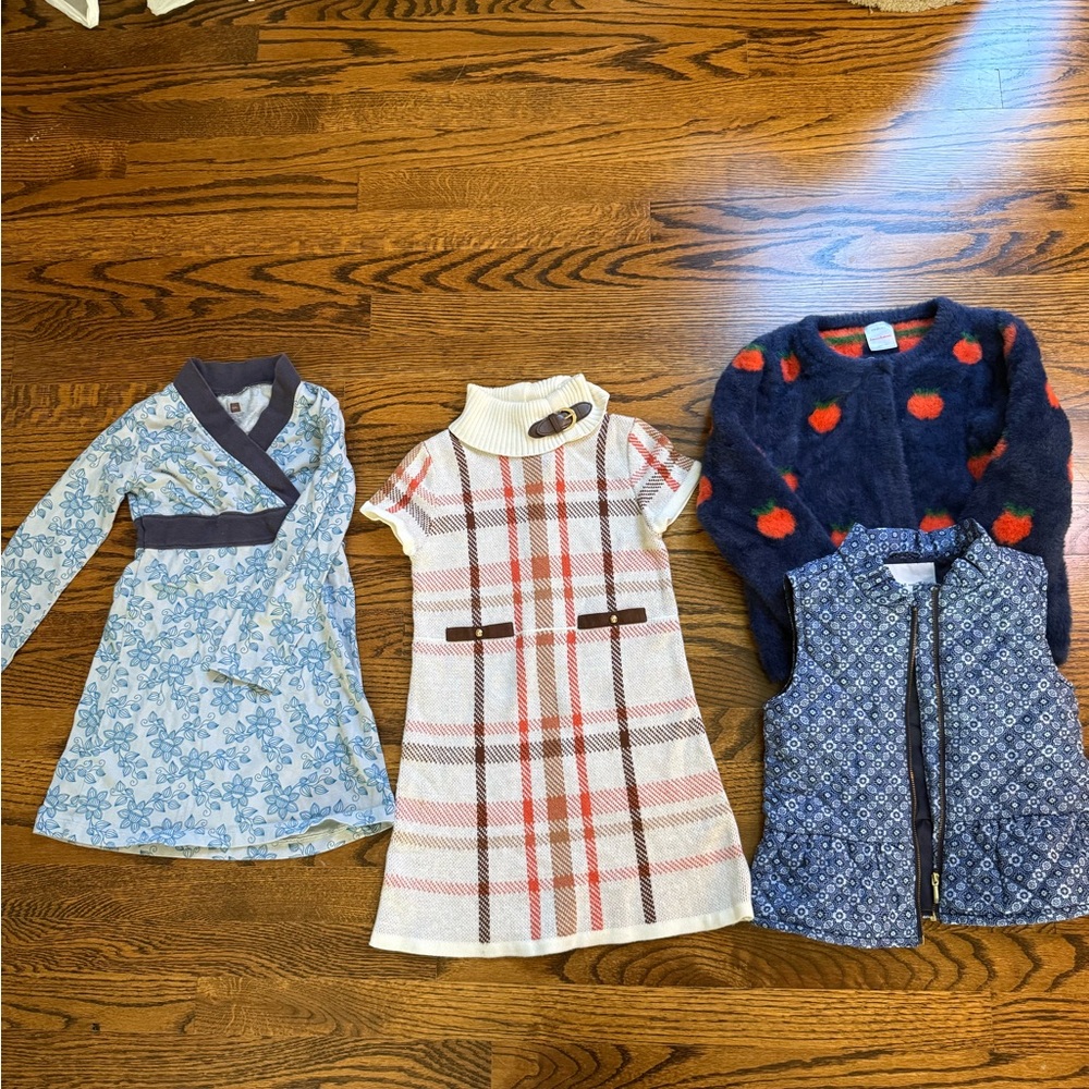 Bundle Lot Girls Fall Thanksgiving Dresses Sweater Vest Janie & Jack, Tea